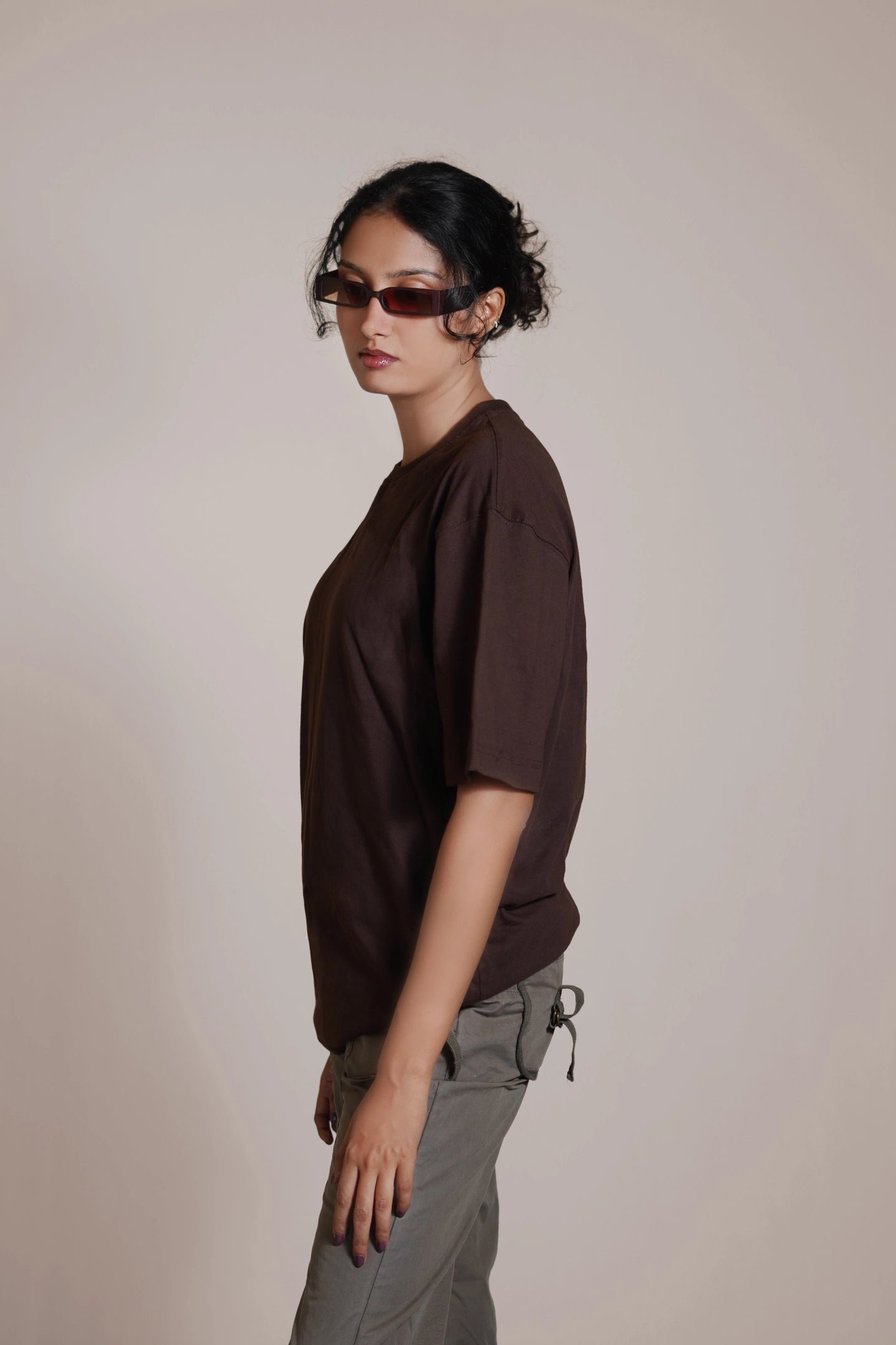 Earthy Brown Solid Oversize Premium T-shirt