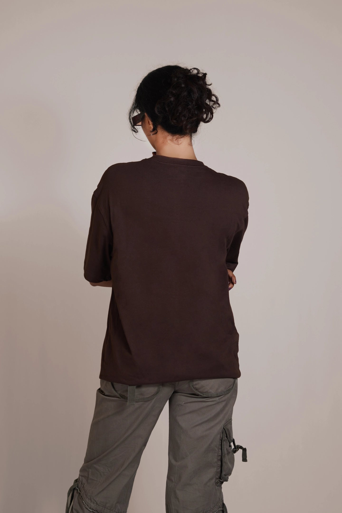 Earthy Brown Solid Oversize Premium T-shirt