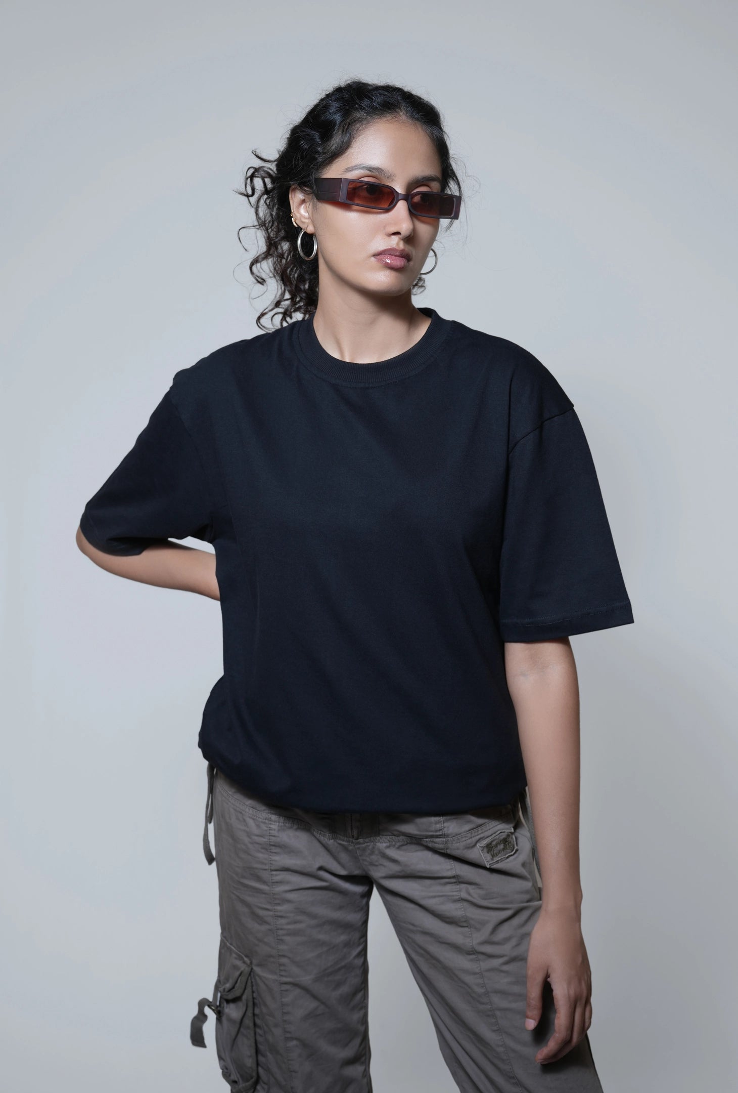 Midnight Black Solid Oversize Premium T-shirt