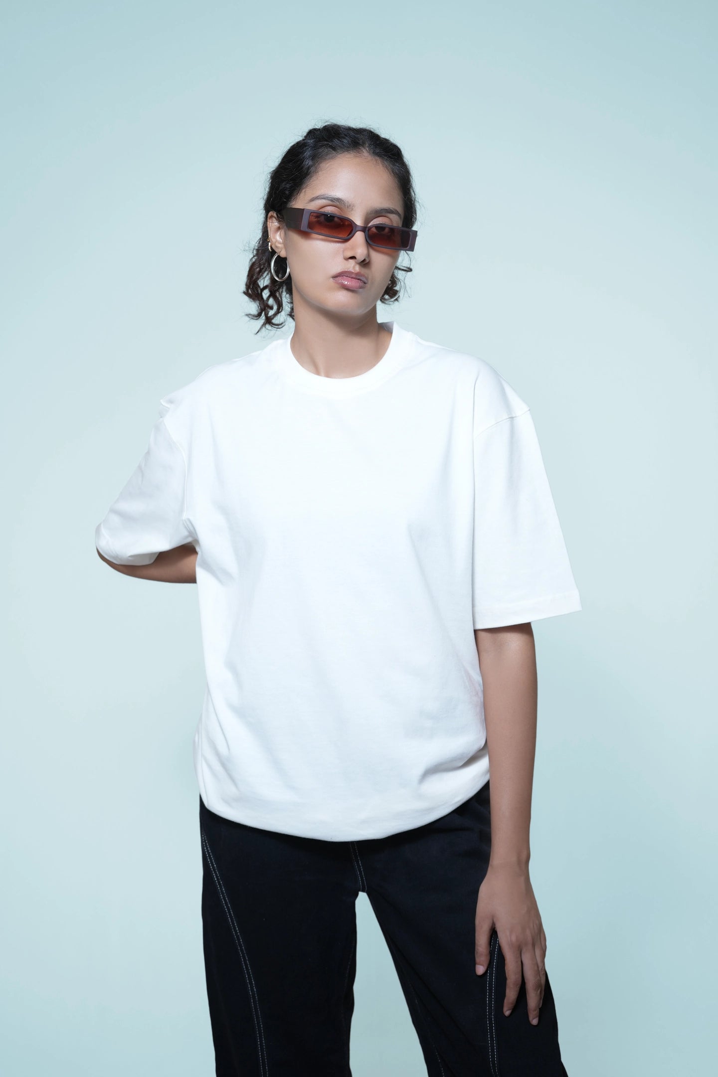 Pearl White Solid Oversize Premium T-shirt