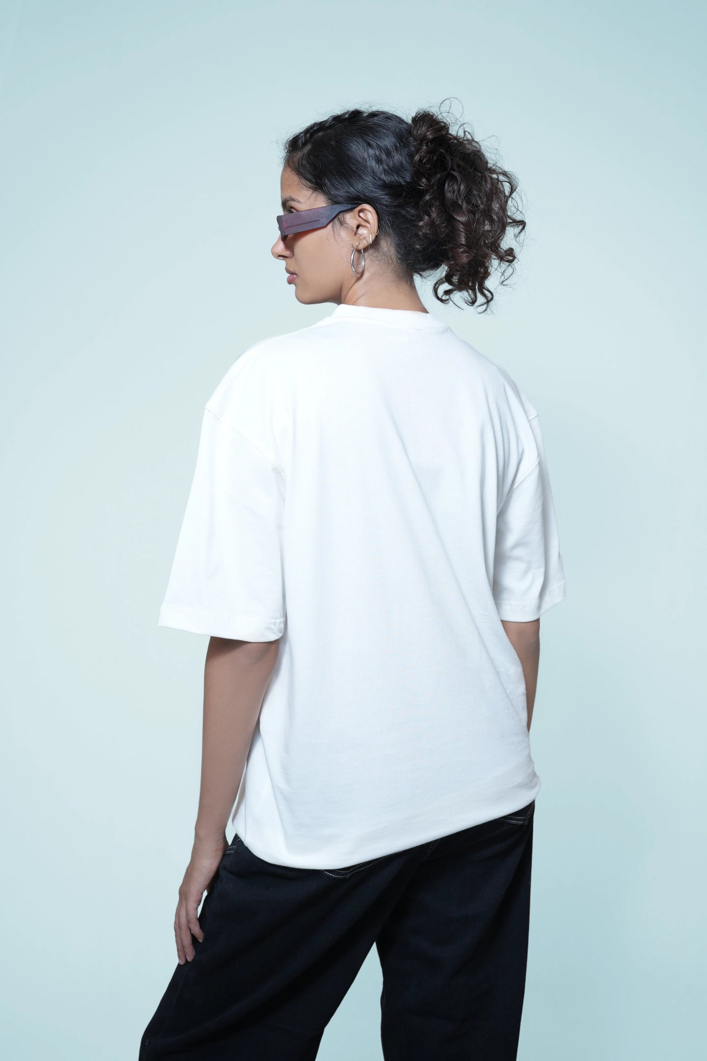 Pearl White Solid Oversize Premium T-shirt