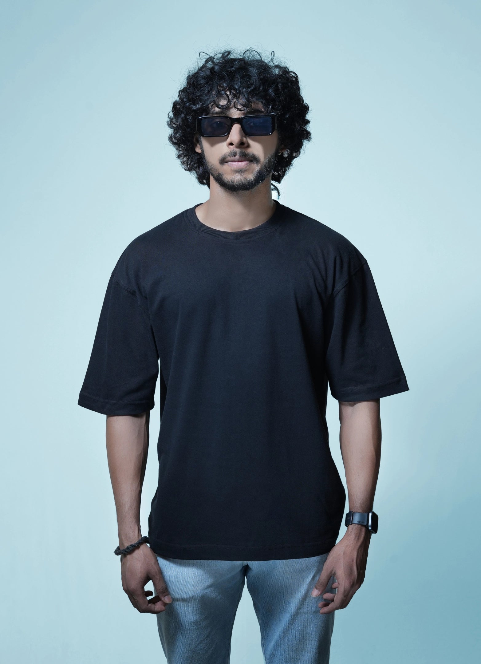 Midnight Black Solid Oversize Premium Unisex T-shirt