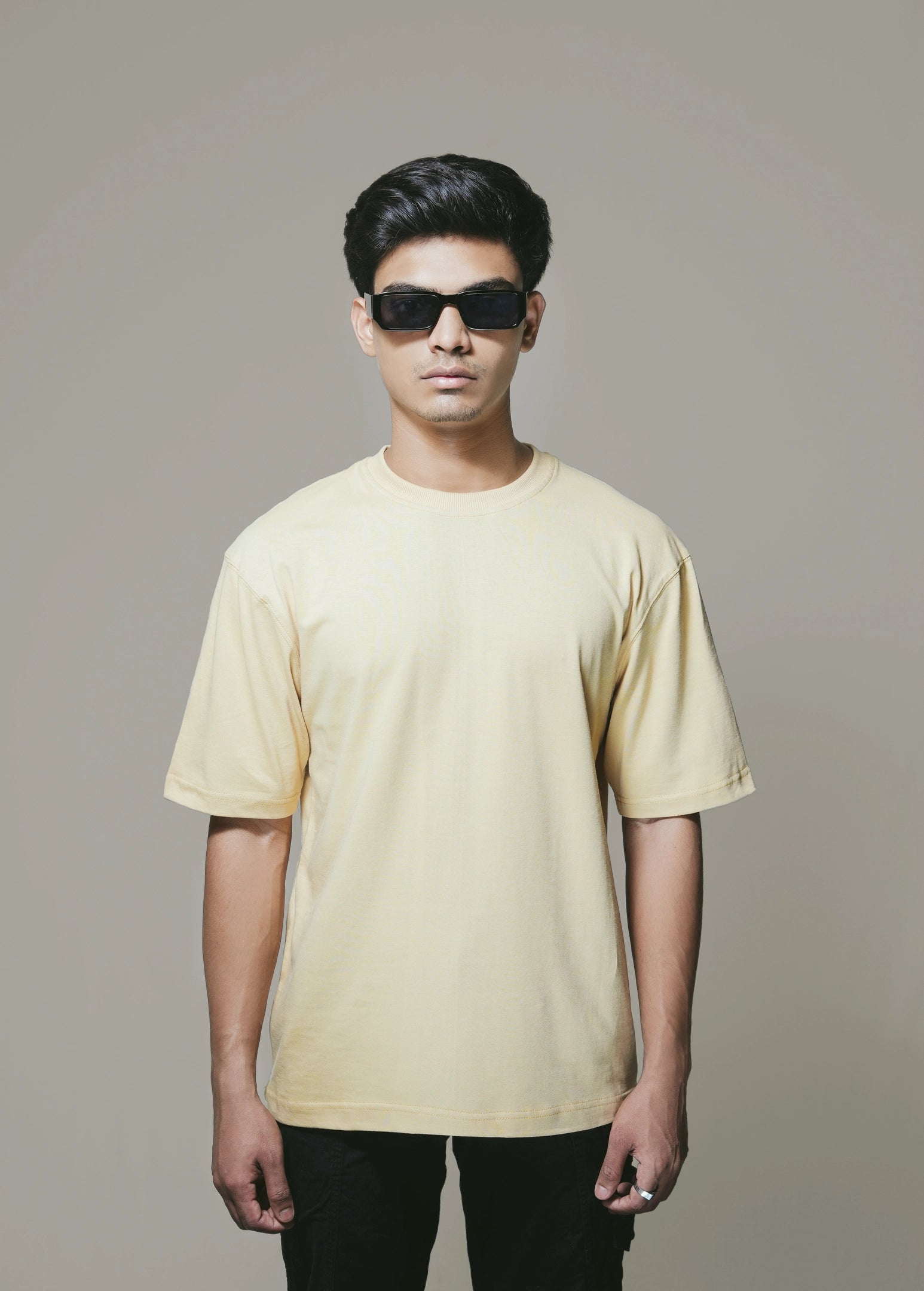 Creamy Beige Solid Oversize Premium Unisex T-shirt