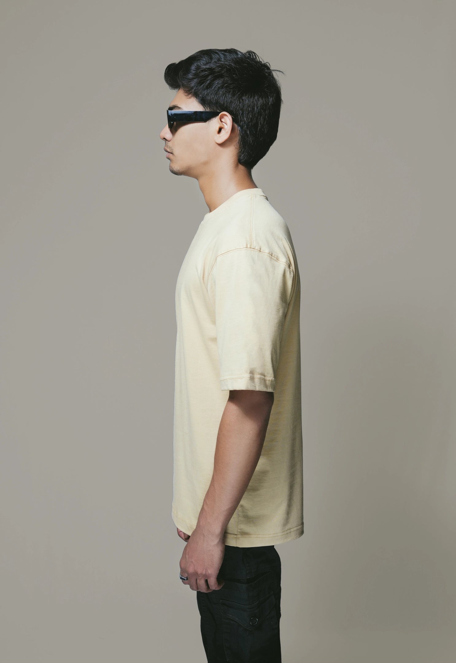 Creamy Beige Solid Oversize Premium Unisex T-shirt